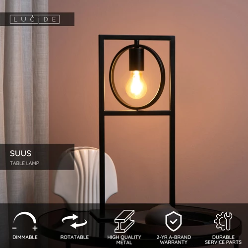 Lucide SUUS - Table lamp - 1xE27 - Black - USP